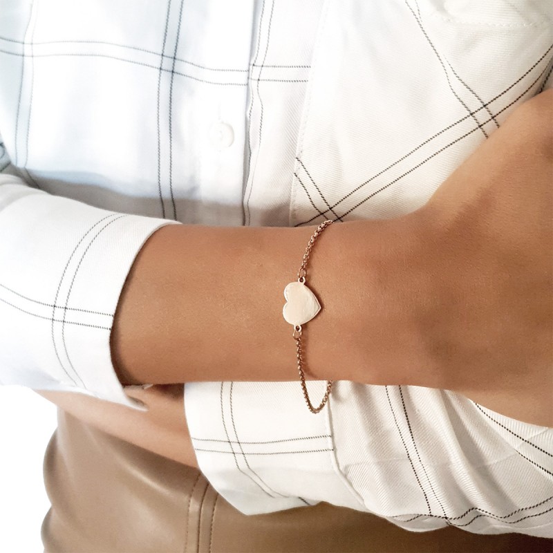 Bratara Gravata Rose Gold din Inox Inima Zambeste