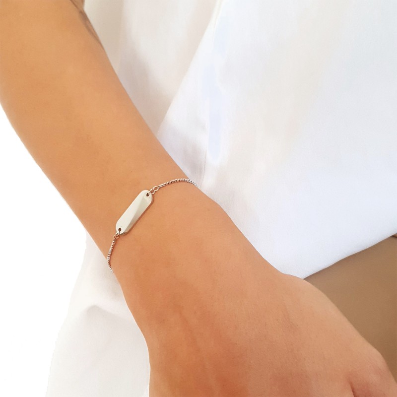 Bratara Gravata Argintie din Inox Oval Christmas Spirit