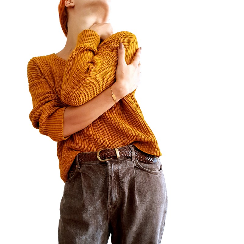 Bratara Gravata Aurie din Inox Oval Vin cu Bradul