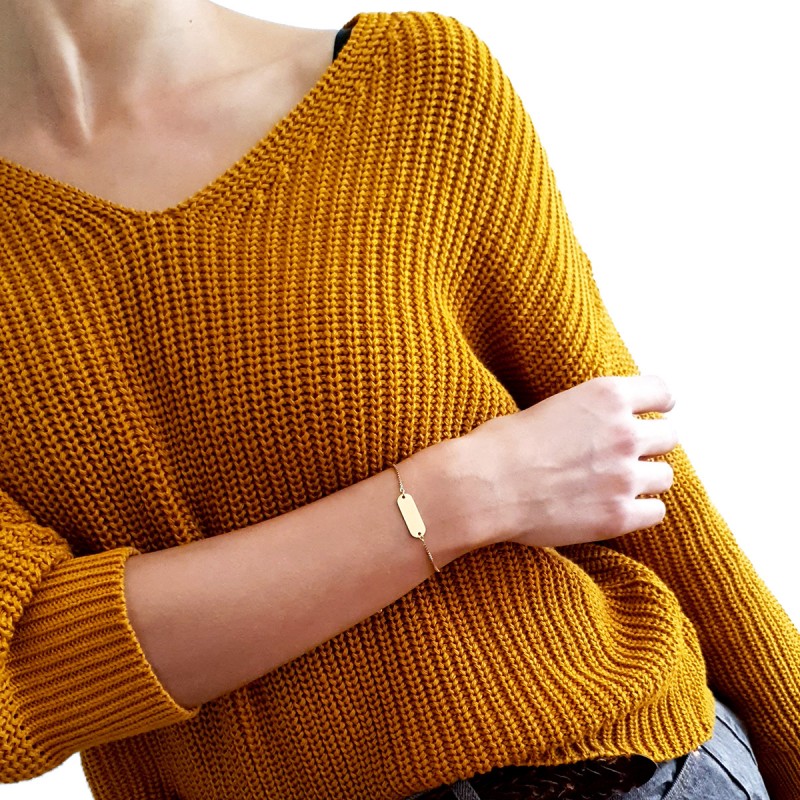 Bratara Gravata Aurie din Inox Oval Cea mai buna Profesoara