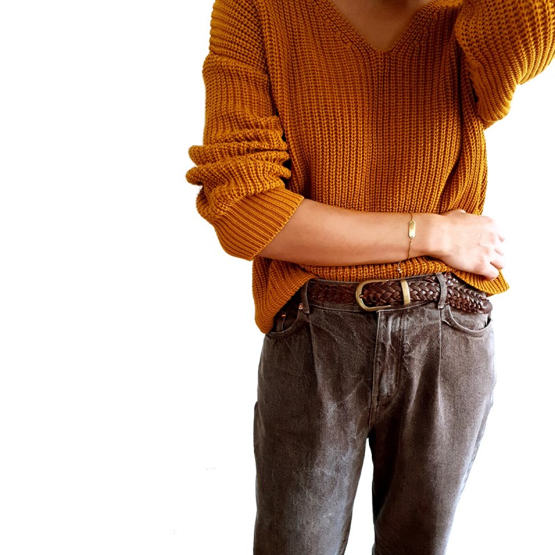 Bratara Gravata Aurie din Inox Oval Cea mai buna Invatatoare