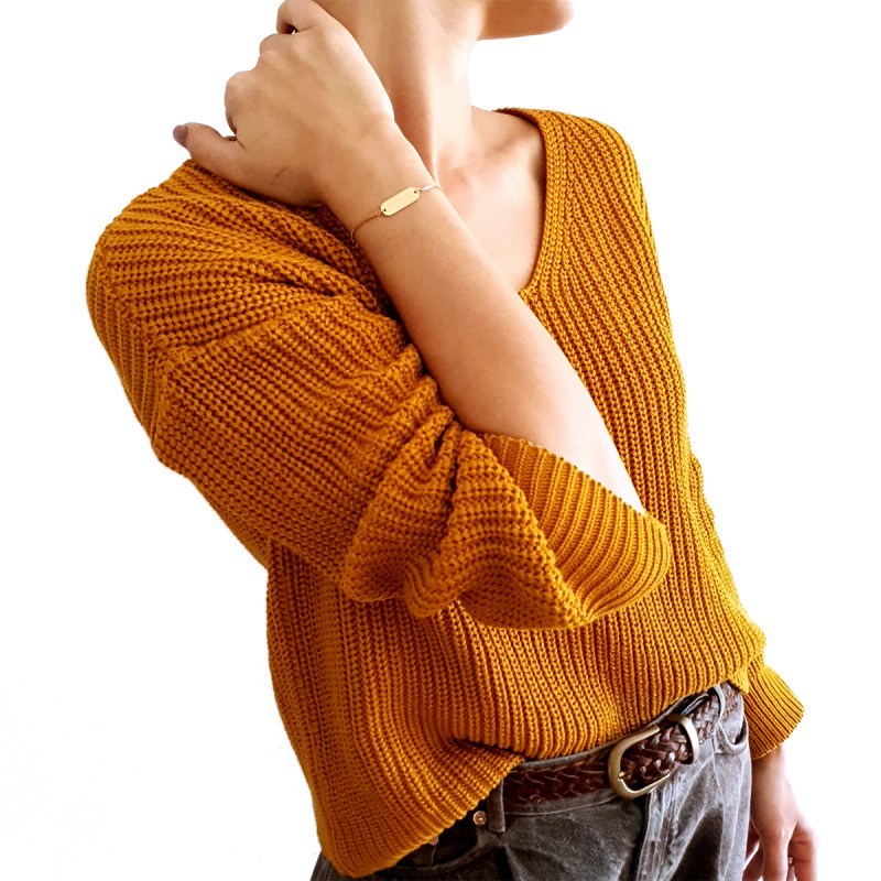 Bratara Gravata Aurie din Inox Oval Totul Va Fi Bine