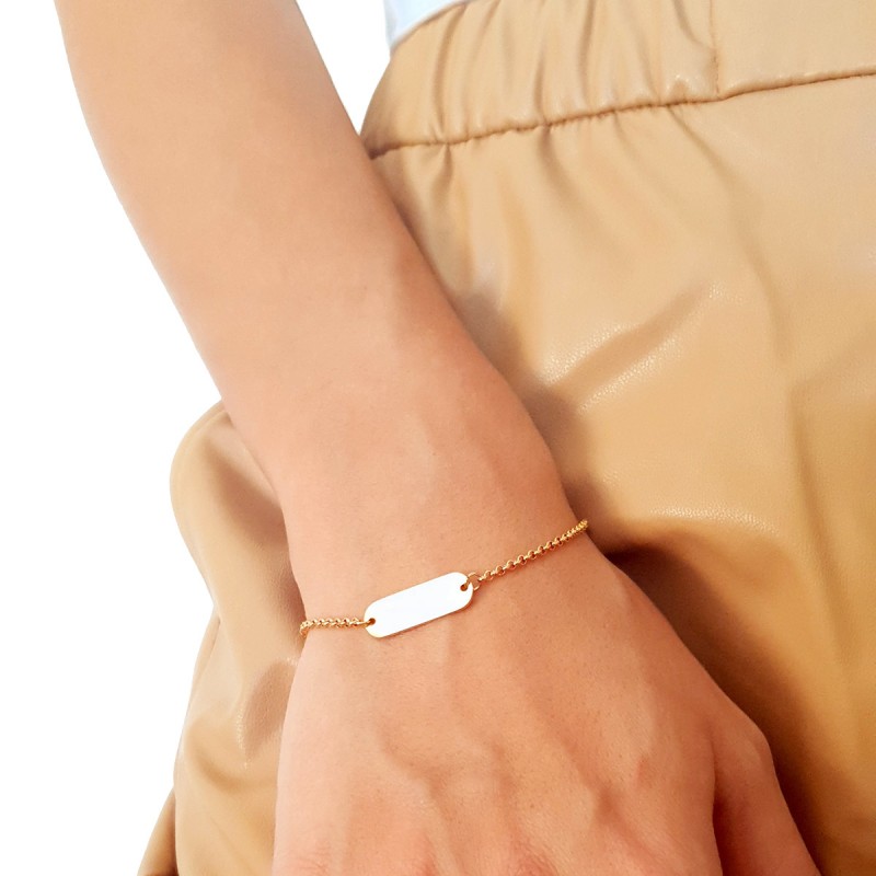 Bratara Gravata Aurie din Inox Oval Afara Ninge Linistit